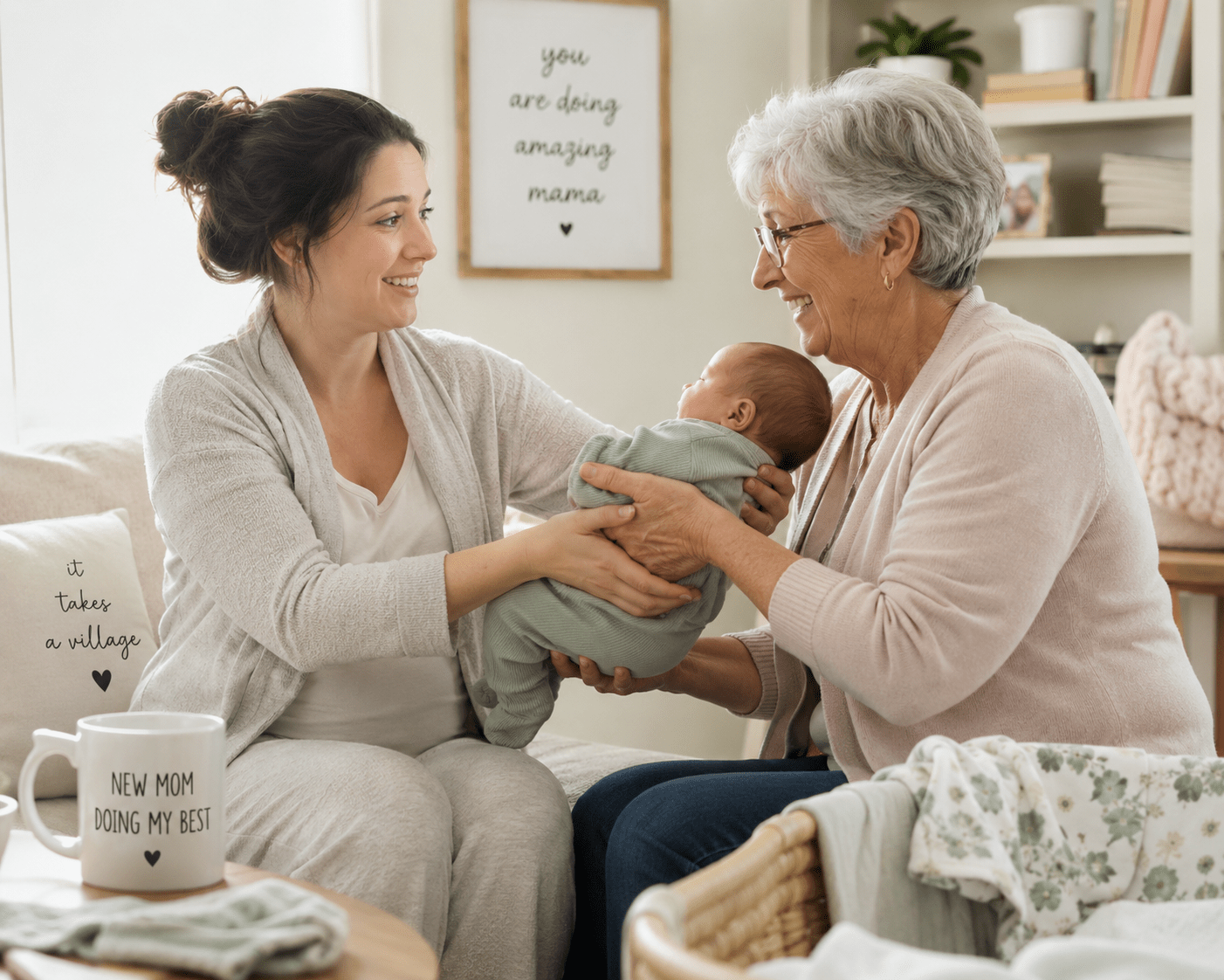 Accepting Help After Baby support for new moms and family helping with baby