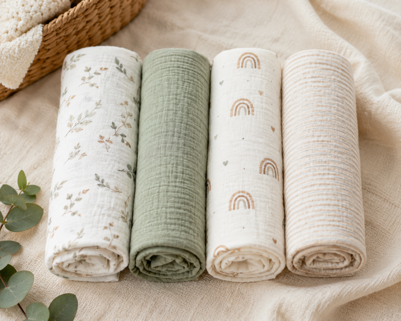 Nighttime Routine for New Moms breathable muslin swaddles