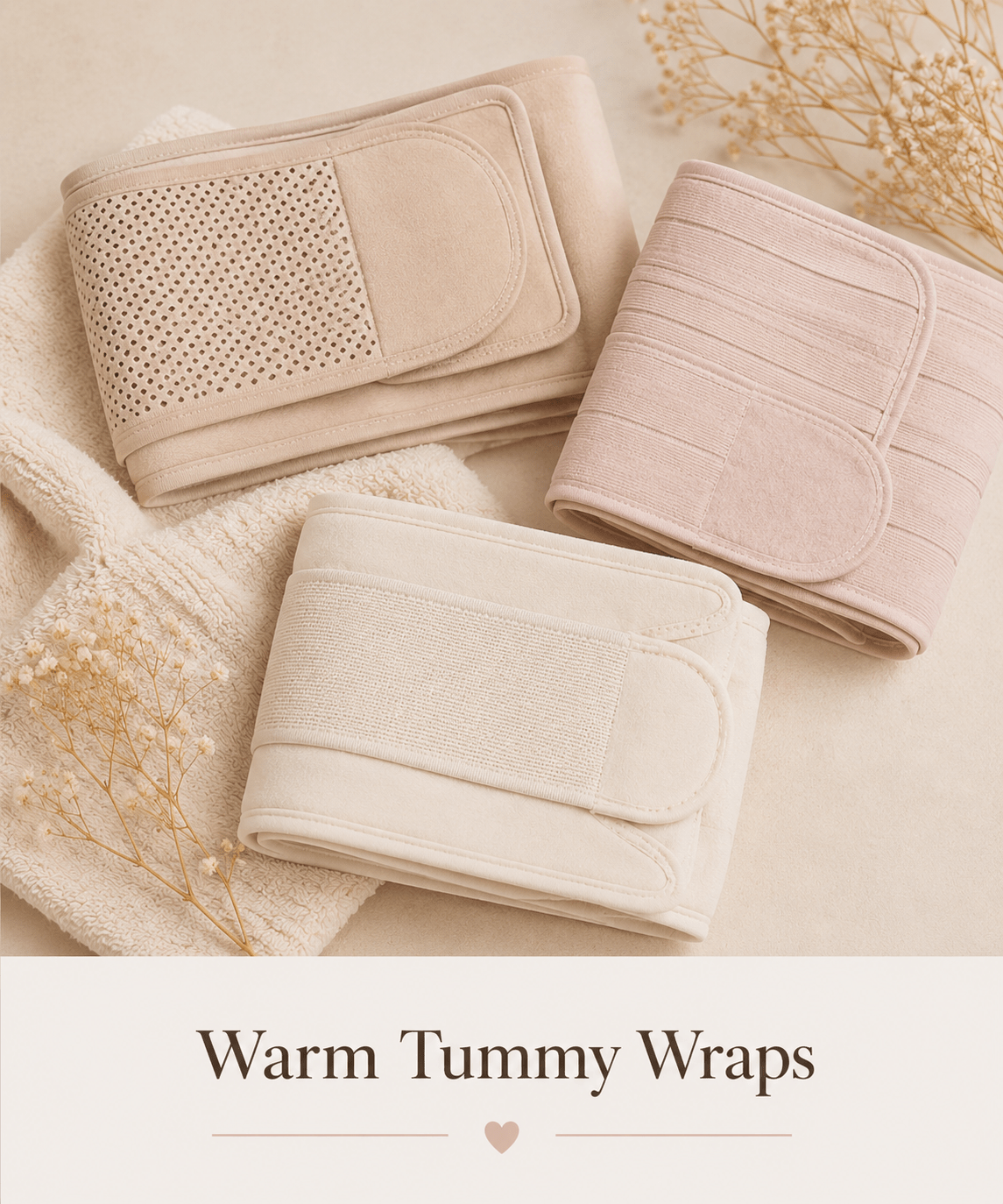 Warm tummy wraps for postpartum recovery and comfort