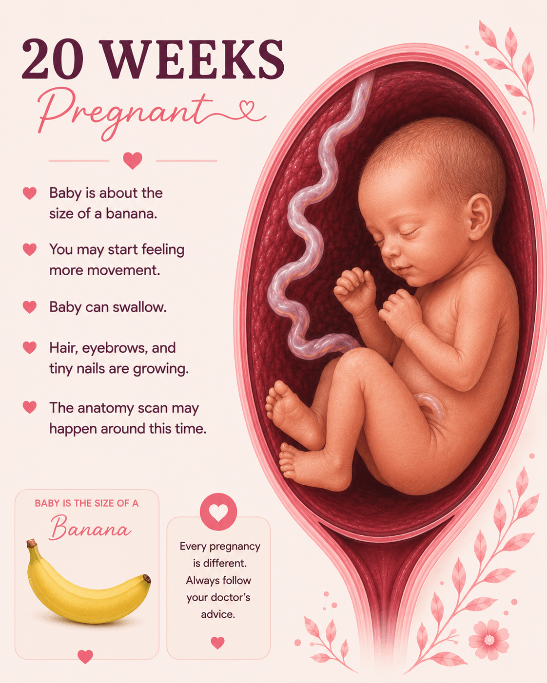20 Weeks Pregnant baby development and anatomy scan guide