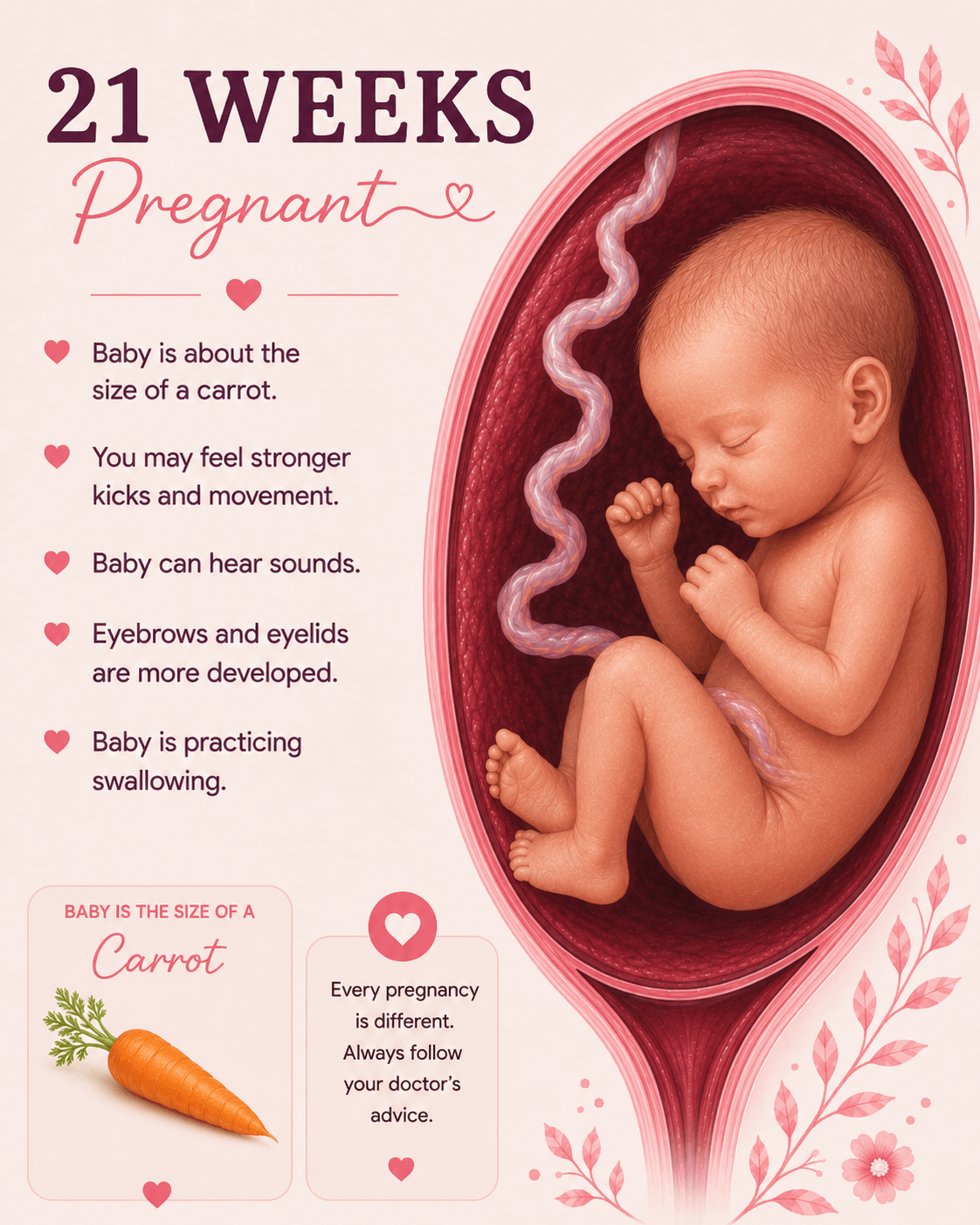 21 Weeks Pregnant baby development and second trimester movement guide