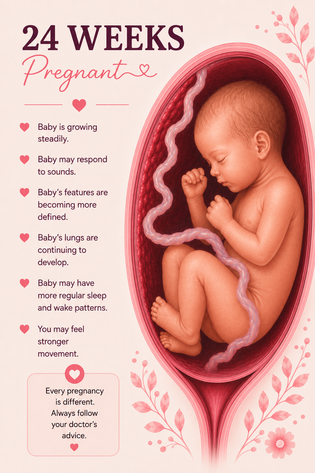 24 Weeks Pregnant baby development and second trimester movement guide