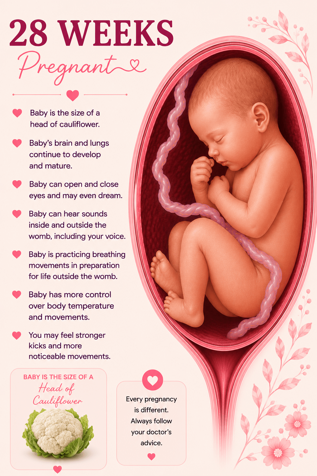 28 Weeks Pregnant baby development and third trimester movement guide