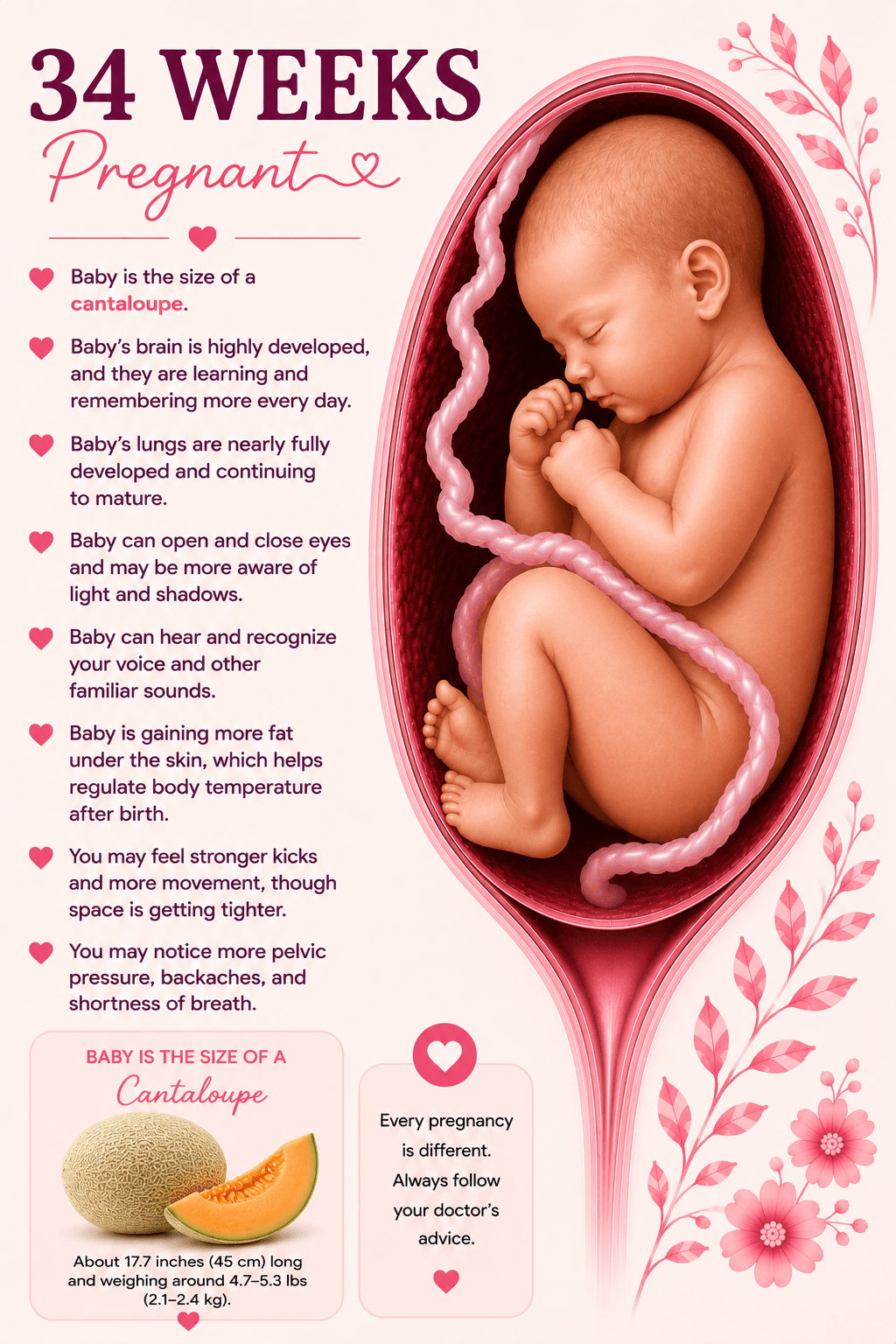 34 weeks pregnant baby development and third trimester movement guide