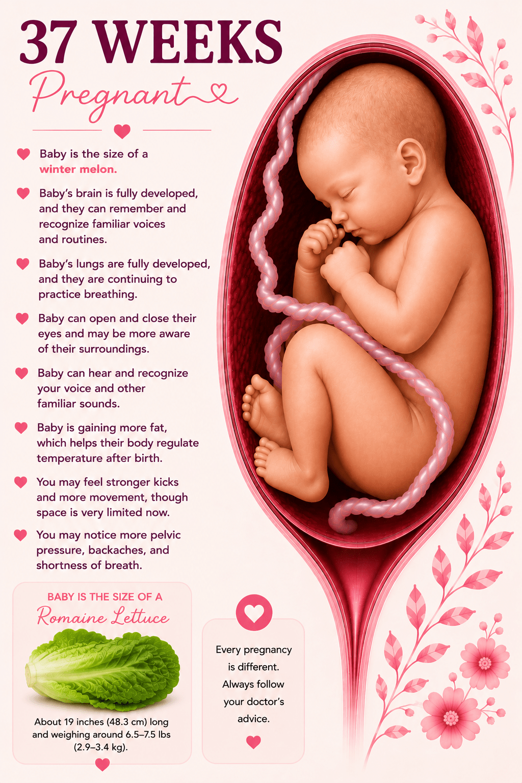 37 weeks pregnant baby development and third trimester labor signs guide