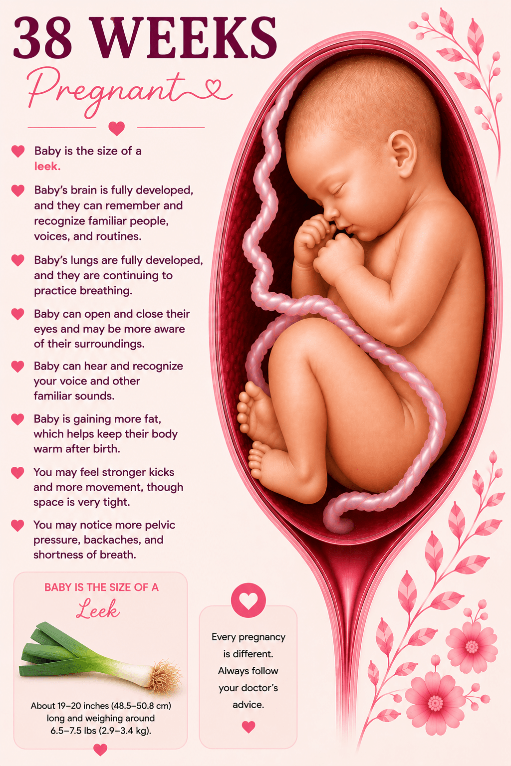 38 weeks pregnant baby development and third trimester labor signs guide