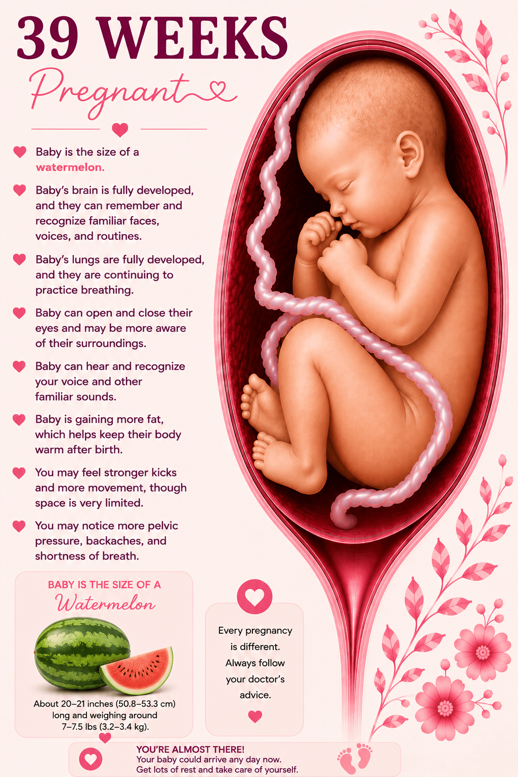 39 weeks pregnant baby development and full-term labor signs guide