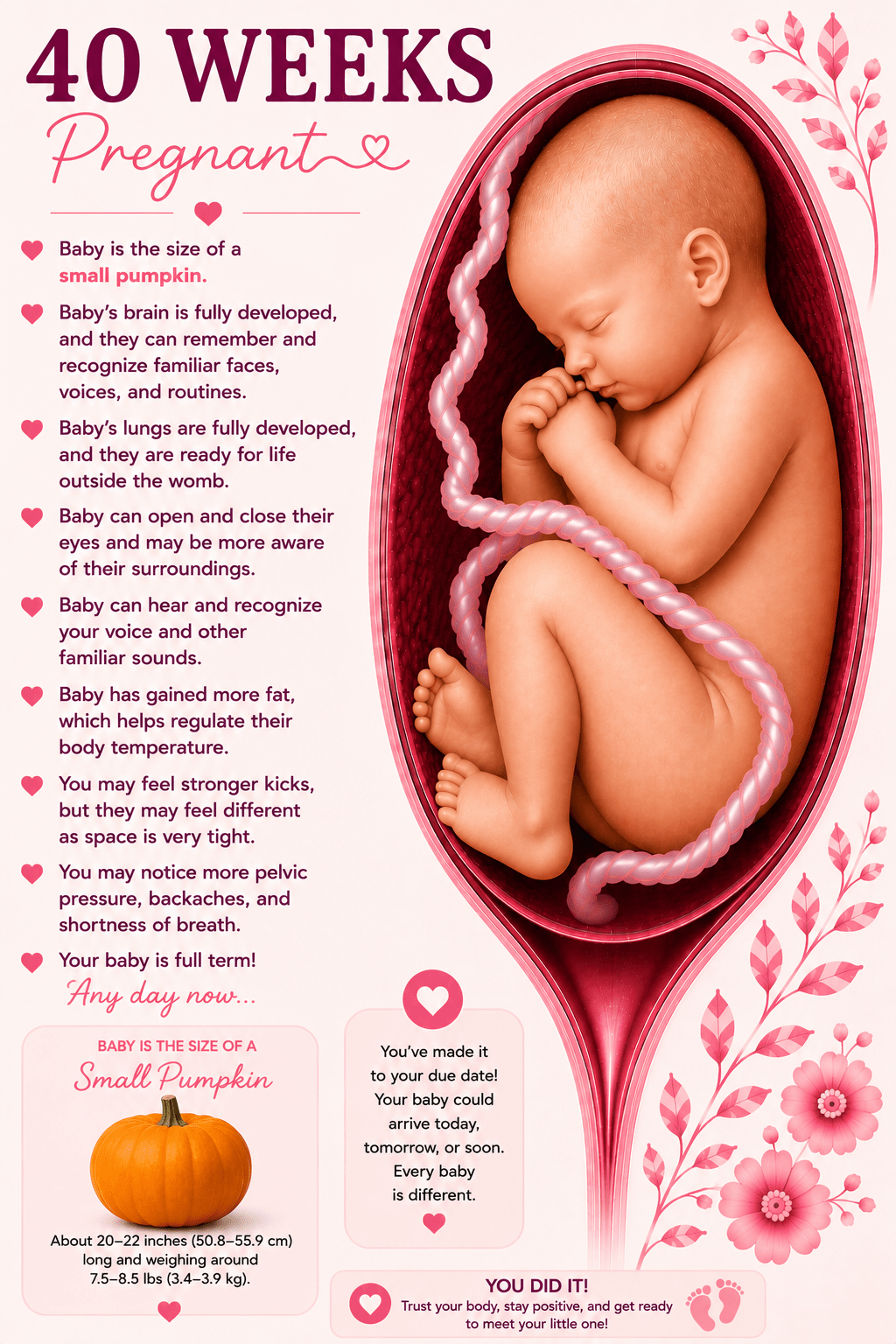 40 weeks pregnant baby development and full-term labor signs guide